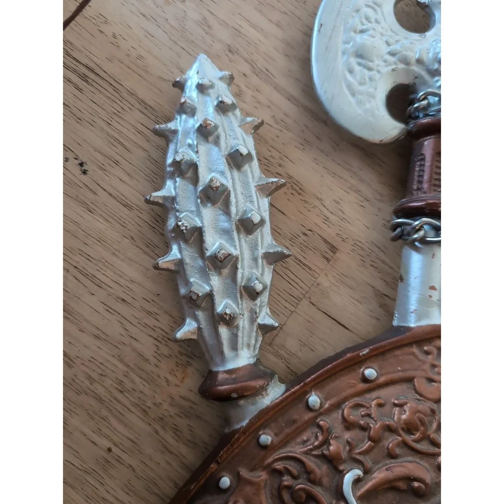 Cast Iron Shield Coat of Arms Swords Axes Dragon Perseus vs Medusa 32 X‎ 22